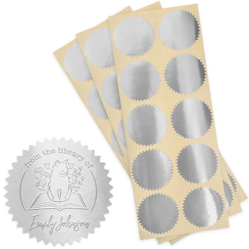 MaxMark 1.75" Self Adhesive Glossy Silver Seal Labels for Certificates, Library, Notary Embossing Seals - 100 Count - Image 1